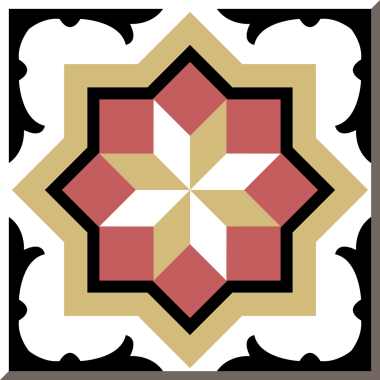 Antika kare karo botanik bahçesi eski model geometri yıldızı çapraz