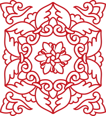 Antik Çin Retro Deseni Botanik Bahçesi Çiçeği