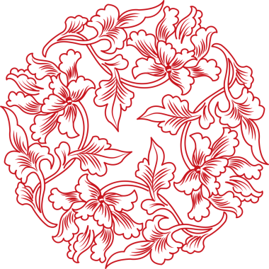 Antik Çin Retro Desenli spiral eğri çapraz yaprak