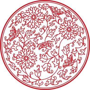 Antik Çin Retro desenli çiçek sarmaşığı ve kelebek