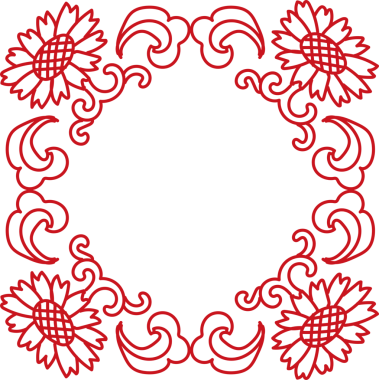 Antik Çin Retro Deseni çiçek çerçevesi çizgisi