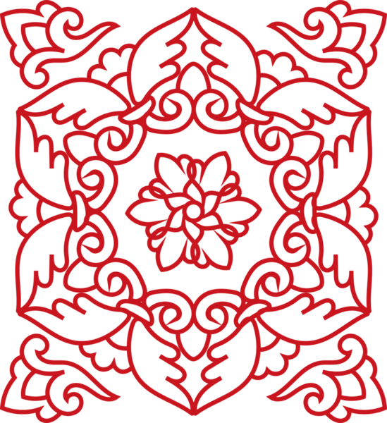 Antik Çin Retro Deseni Botanik Bahçesi Çiçeği