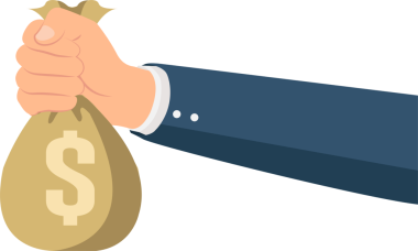 Çizgi film nesnesi. Elinde para çantası.