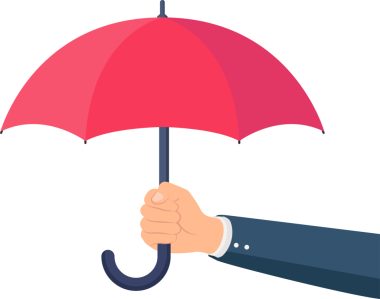 Çizgi film nesnesi elinde şemsiye tutuyor.