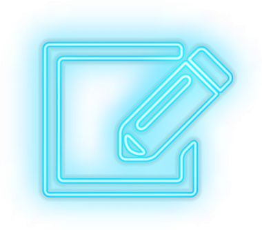 Mavi ışıklı neon ışıklı simge kalem yazma