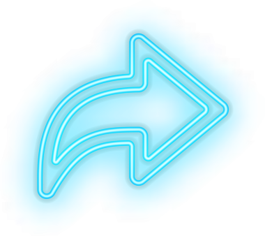 Mavi ışıklı neon ışıklı simge işareti oku sağa dön