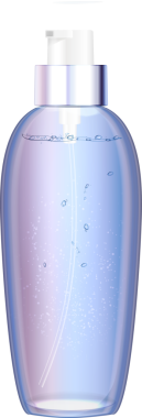 3 boyutlu şeffaf cam kapaklı kozmetik şişe.