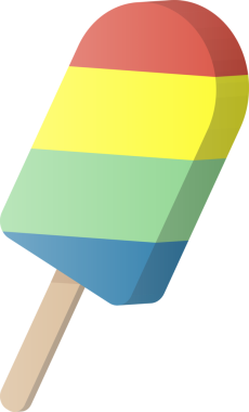 Üç boyutlu çizgi film renkli tatlı buzlu dondurma lolipopu.