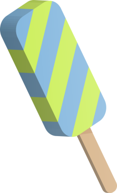 Üç boyutlu çizgi film renkli tatlı buzlu dondurma lolipopu.