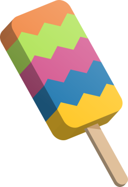 Üç boyutlu çizgi film renkli tatlı buzlu dondurma lolipopu.