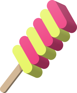 Üç boyutlu çizgi film renkli tatlı buzlu dondurma lolipopu.