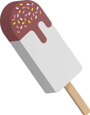 Üç boyutlu çizgi film renkli tatlı buzlu dondurma lolipopu.