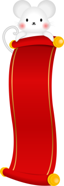 Elinde boş bir Çin tarzı kırmızı geleneksel retro makarası tutan sevimli çizgi film faresi.