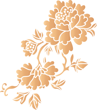 Çin tarzı zarif, altın botanik bahçesi soyutlanmış şakayık çiçeği.