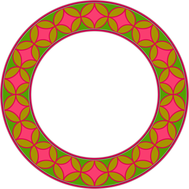 Klasik botanik bahçesi yuvarlak çerçeve eğrisi çapraz çizgi geometri kaleydoskobu