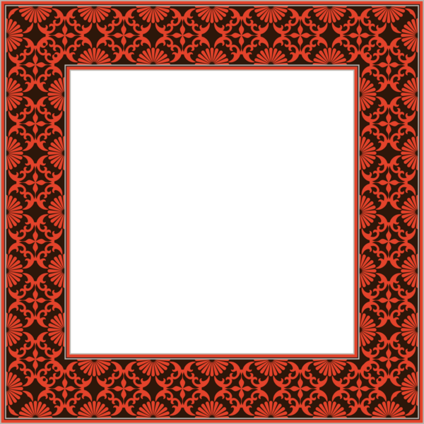 Klasik botanik bahçesi kare çerçeve kırmızı çiçek eğrisi çapraz yaprak