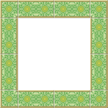 Antik taş çerçeve yeşil yuvarlak kavis sarmaşık çiçeği