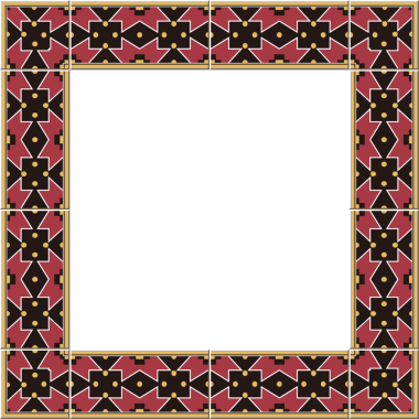 Antika fayans çerçeve yıldızı kare kare kontrol geometri nokta