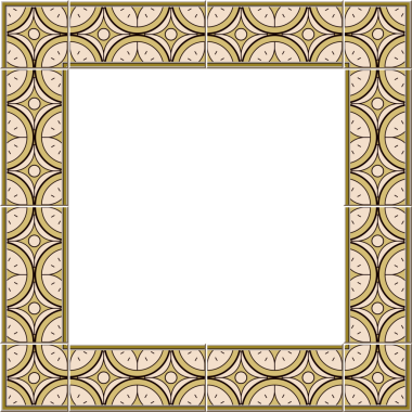 Köşe yıldızı geometrisi etrafında antik fayans çerçevesi eğrisi