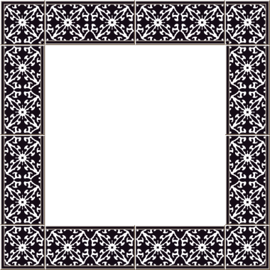 Antika kiremit çerçeve siyah beyaz eğri Çiçek sarmaşığı