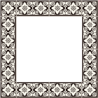 Antik fayans çerçeve eğrisi yıldız çapraz çiçek