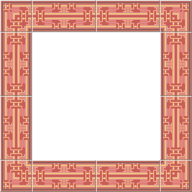 Antika fayans çerçeve kare dikiş geometri çapraz çizgi