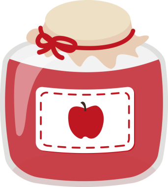 Cam şişedeki kırmızı elma reçeli çizgi film çizimi