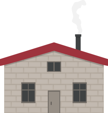 Baca karikatürlü küçük orman evi.