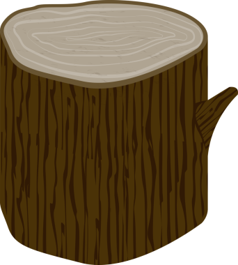 Doğa, ağaç gövdesini kesmiş. Çizgi film çizimleri de var.