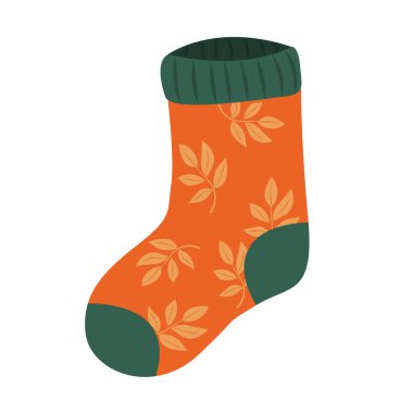Yaprak desenli çorap Sonbahar sezon çizgi filmi izole nesne çizimi