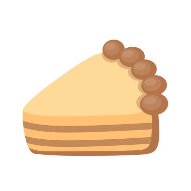 İçinde puding olan bir dilim çikolatalı turta karikatür izole nesne çizimi