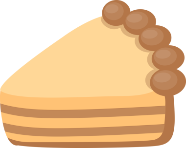 İçinde puding olan bir dilim çikolatalı turta karikatür izole nesne çizimi