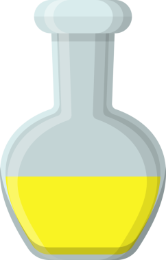 Kimya ve Deneyler İçin Sarı Sıvı ile Yuvarlak Laboratuvar Şişesi