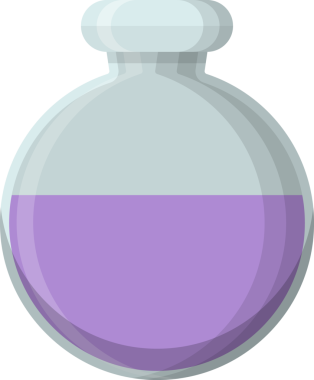 Laboratuvar ve Kimya Uygulamaları İçin Mor Sıvı içeren Yuvarlak Şişe