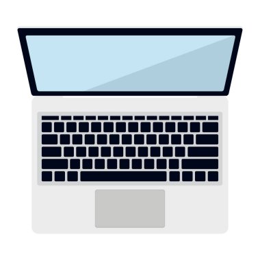 Klavye ve Ekran Vektörü Resimleriyle Açık Dizüstü Bilgisayarın Üst Görünümü