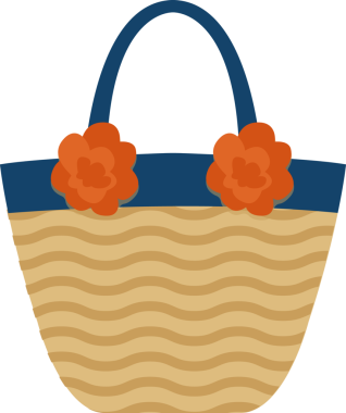 Mavi Kayış ve Turuncu Çiçekli Dokuma Plaj Çantası