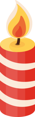 Parlak Alevli Kırmızı ve Beyaz Çizgili Mum