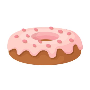Karikatür Donutu Pembe Şekerleme ve Serpiştirme