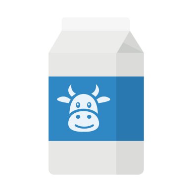 İnek etiketli süt kutusu düz çizgi film çizimi