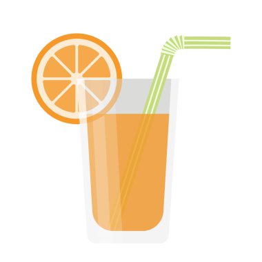 Bardakta portakal suyu, saman ve çizgi film çizimleri.