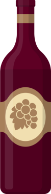 Üzüm etiketli kırmızı şarap şişesi düz çizim