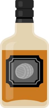 Fıçı etiketli viski şişesi düz çizgi film çizimi