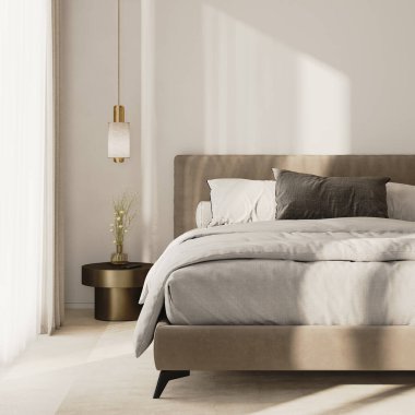 Bir yatak odasının içini kapatın, 3D görüntüleme