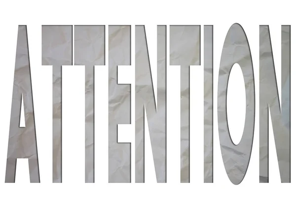 Attention Text Torn Crumpled White Paper Colored Background — Stock Photo, Image