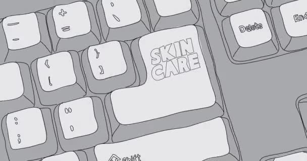 Teclado Computador Com Texto Skin Care Close Uma Parte Eletrônica — Vídeo de Stock