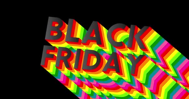 Het Woord Black Friday Geanimeerde Lange Gelaagde Veelkleurige Schaduw Met — Stockvideo