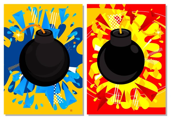 Plakát Bombou Šablona Nápisu Pro Výbušné Události Design Dynamickými Tvary — Stockový vektor