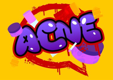 Sivilce grafiti etiketi. Soyut modern sokak sanatı dekorasyonu kentsel resim tarzında gerçekleştirildi.