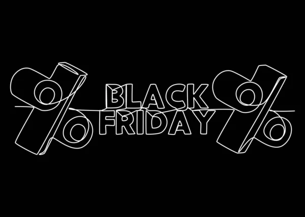 Eine Durchgehende Zeile Text Zum Black Friday Mit Prozentzeichen Thin — Stockvektor