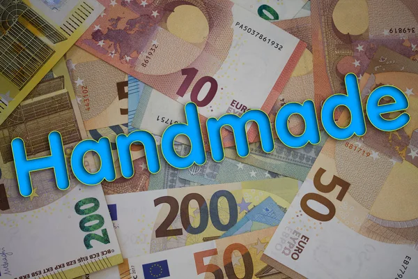Met Hand Gemaakt Woord Met Geld Achtergronden Van Papiervaluta Met — Stockfoto